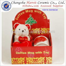 Cadeau de mariage Ensemble de tasse de tasse / cadeau de tasse avec jouet en peluche Ours pour enfants dans un coffret en PVC